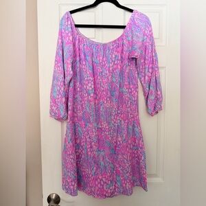 Lilly Pulitzer Lana off-the-shoulder skort romper Pink Sorbet High Altitude XL